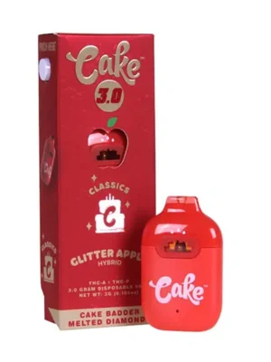 Cake | Glitter Apple THC Vape Pen | with Cake Badder Melted Diamonds – 3g