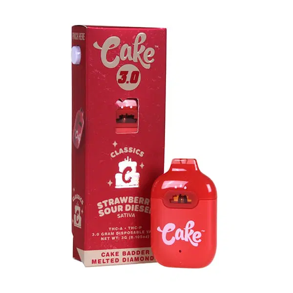 Cake | Strawberry Sour Diesel THC Vape Pen | with Cake Badder Melted Diamonds – 3g